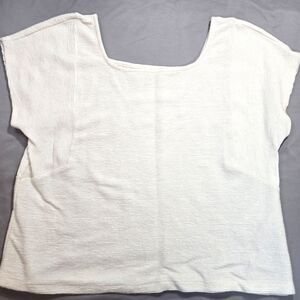 Madewell Women’s  Size Small Ribbed Square Neck Short Sleeve Top Blouse Ivory